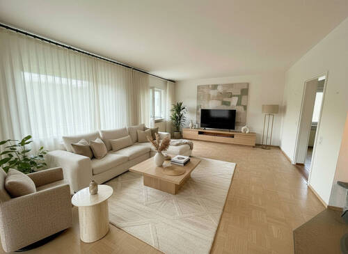 Wohnzimmer Home-Staging - 4 Zimmer Doppelhaushälfte zum Kaufen in Heppenheim (Bergstraße) / Ober-Laudenbach