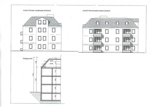 Außenans. und Schnitt Haus 1 - 