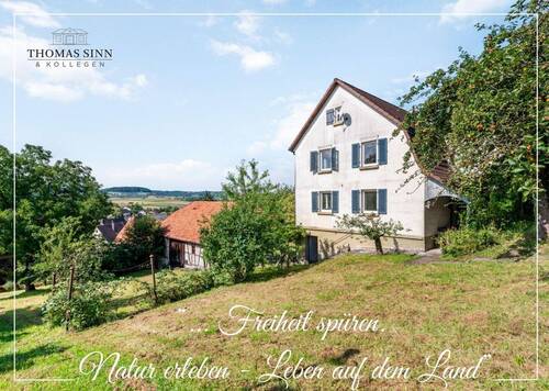 Hausansicht mit Grundstück - WEINBAUERNIDYL MIT SCHEUNEN SUCHT DORFLIEBHABER