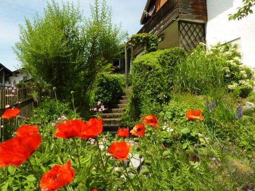 Blick zum Garten/Terrasse - 3 Zimmer Etagenwohnung zum Kaufen in Waakirchen