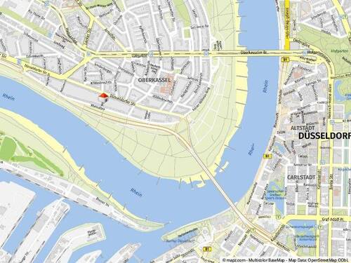 Geolyzer Kartenausschnitt - 1 Zimmer Etagenwohnung zur Miete in Düsseldorf