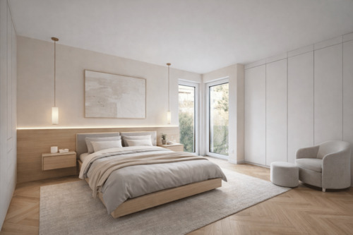 Einrichtungsbeispiel Schlafzimmer - 3 Zimmer Etagenwohnung zum Kaufen in Ludwigsburg