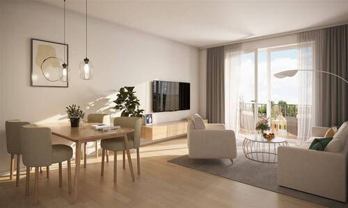 Visualisierung Wohnzimmer - Wunderschöne Neubau-Etagenwohnung mit 3 Schlafzimmern und Gäste-WC, KfW-Förderung möglich