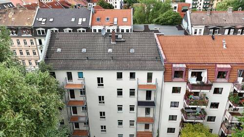 Hinteransicht Haus - Wohnungspaket im Gründerzeitgebäude mit Denkmalschutz + Balkone - Parknähe in Anger-Crottendorf
