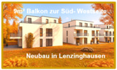 9m² Balkon.png - In Lenzinghausen: Barrierefreie NEUBAU-ETW. mit 9m² Süd-Balkon. Ab 0626. Inkl. Stellplatz.