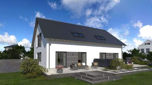 Ansicht Garten - Doppelhaushälfte mit 141,80 m&sup2; in Fischbach bei Dahn zum Kaufen