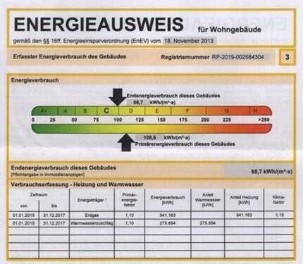 Auszug aus dem Energieausweis - 