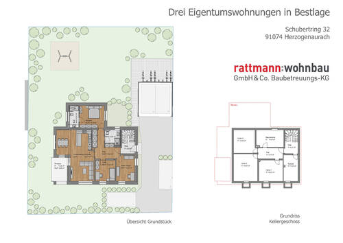 Übersichtsplan und Kellergeschoss - 4 Zimmer Etagenwohnung zum Kaufen in Herzogenaurach