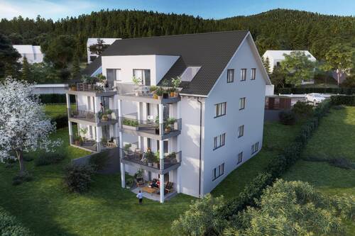 Visualisierung Südansicht - 3 Zimmer Etagenwohnung in Zell