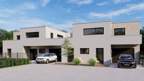 Hausansicht - Neubau-Architektenhaus im CUBUS-Design mit Weitblick ins Grüne - 180 m², 5 Zimmer