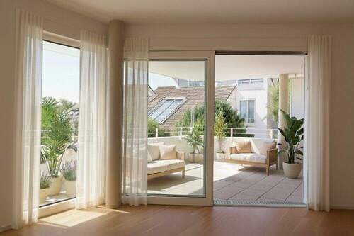 Blick zur Terrasse - 3 Zimmer Etagenwohnung zum Kaufen in Marbach am Neckar