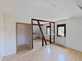 Ansicht III: Wohn- und Esszimmer mit offenem Küchenbereich - 4 Zimmer Etagenwohnung in Niederbrombach
