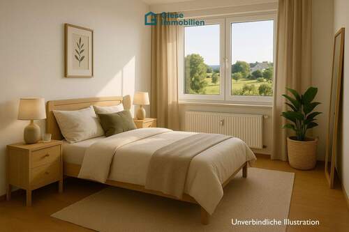 Schlafzimmer - visualisiert - 2 Zimmer Etagenwohnung zum Kaufen in Ostfildern-Ruit