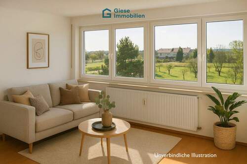 Wohnzimmer - visualisiert - 2 Zimmer Etagenwohnung in Ostfildern-Ruit