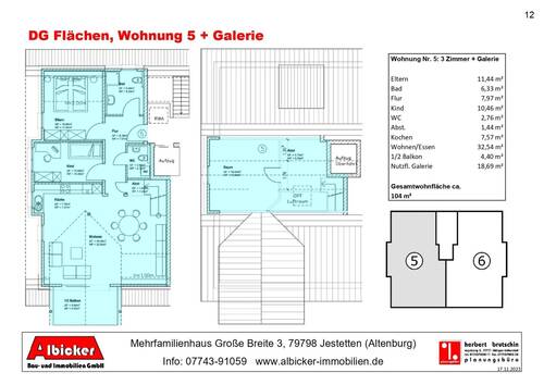 Wohnung Nr,. 5 im Dachgeschoss mit Galerie - 