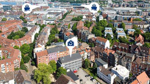 Luftbild - Kiel - zwischen Exerzierplatz und Gerichten - Büro oder Praxis in gefragter Lage mit Stellplätzen!