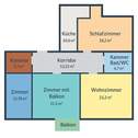 Schlafzimmer - Helle 4 - Zimmer-Balkon-Wohnung in - 