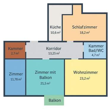 Schlafzimmer - Helle 4 - Zimmer-Balkon-Wohnung in - 