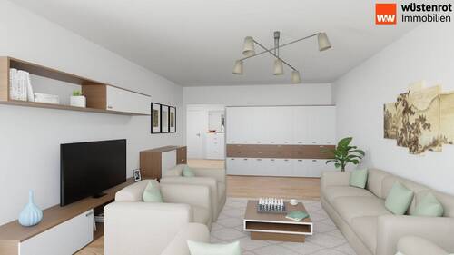 Visualisierung Wohnzimmer - Etagenwohnung mit 76,50 m&sup2; in Haar zum Kaufen