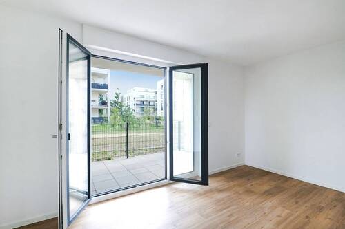 Beispielansicht Wohnbereich mit Zugang zur Terrasse - Etagenwohnung mit 103,00 m&sup2; in Berlin zur Miete