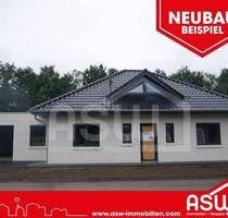 Musterhaus! Weißer Winkelwalmdachbungalow nebst Garage inkl. Wohnmobilstellplatz mit freiem Wiesenblick - Herzlake