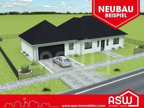 2506 Neu - Musterhaus! Neubaubungalow mit Doppelgarage und freiem Feldblick in Südlage