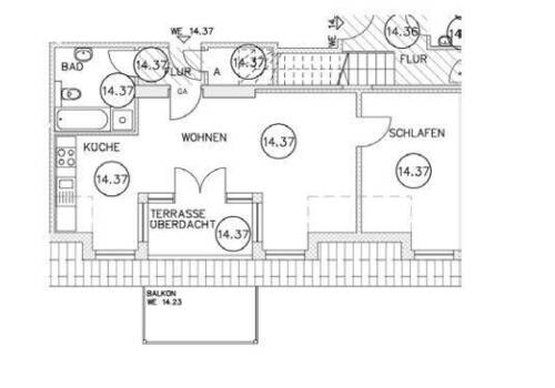 Wohnungsgrundriss WE14.37 - Moderne 2-Zimmer-Wohnung mit Balkon in Oldenburg