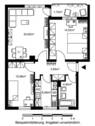 Grundriss mit Wohnzimmer (ca. 20,62 m²), Schlafzimmer (ca. 14,63 m²), Kinder-/Arbeitszimmer (ca. 10,98 m²), Bad (ca. 4,92 m²), Küche (ca. 6,06 m²), Flur (ca. 5,85 m²) und Loggia (ca. 1,72 m²) - 