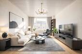 Wohnzimmer (virtuell möbliert) - Attraktiv vermietet & effektiv aufgeteilt - helle 2,5-Zimmer-Wohnung mit Balkon zum Innenhof!