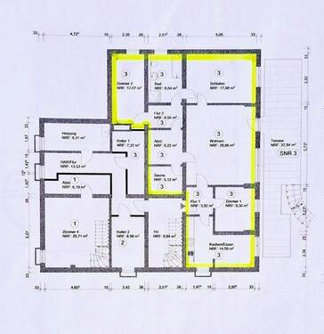 Souterrain-Wohnung (gelb ) - 