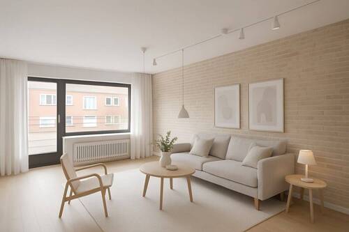 Wohnzimmer - KI-Visualisierung - 3 Zimmer Etagenwohnung in Dinslaken
