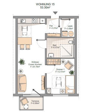 Wohnung 15 Bild.PNG - 2 Zimmer Etagenwohnung zum Kaufen in Schiffweiler