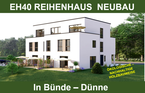 EH40 Effizienzhaus - ÖKOLOGISCH & NACHHALTIG. EH40 NEUBAU. Reihenhaus im Bauhausstil mit Staffelgeschoss und Süd - Terrasse