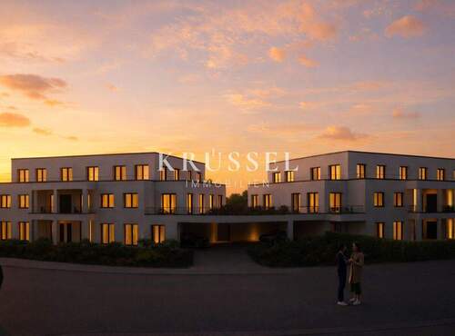 Moderne Architektur mit hellgrauem Klinkermauerwerk - 