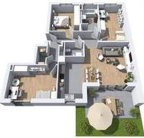 Inkl. Einbauküche: Moderne 4-Zimmer-Neubau-Wohnung mit eigenem Garten - Wiesbaden Biebrich