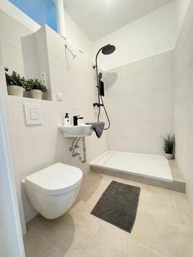 Kompl. neues Duschbad - TOLLE, SEHR HELLE, MODERNE, SANIERTE U. GUT GESCHNITTENE RUHIGE, VERMIETETE WOHNUNG MIT GRÜNBLICK