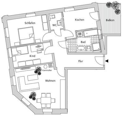 WE 9 - Variante mit 3- Zimmer- Nutzung - 