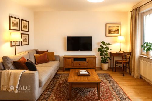 Wohnzimmer Einrichtungsbeispiel - 2 Zimmer Terrassenwohnung in München