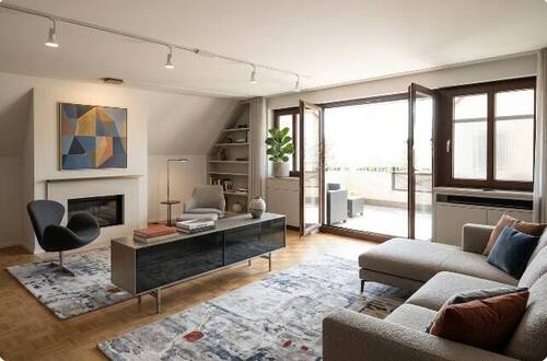 Wohn-/Essbereich Visualisierung 1 - Exklusive, großzügige 3-Zimmer-Dachterrassenwohnung mit zusätzlicher Loggia in Gersthofen