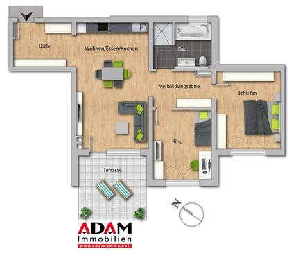 Whg. Nr. 4 EG rechtsrechts.jpg - 3 Zimmer Etagenwohnung zur Miete in Willstätt