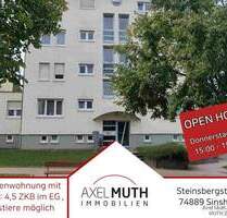 Open House, Do. 29.01. 15-15.45 Uhr! Familienwohnung mit Garten: 4,5 Zimmer im Erdgeschoss - Sinsheim