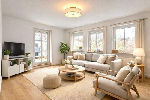 Einrichtungsbeispiel Wohnzimmer - Etagenwohnung mit 120,00 m&sup2; in Nürnberg zum Kaufen
