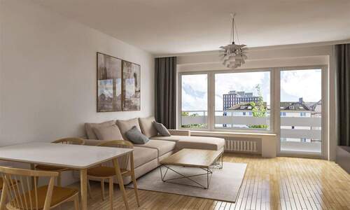 Wohnzimmer - 3 Zimmer Etagenwohnung zum Kaufen in Düsseldorf