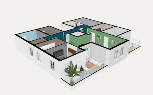 3D-Ansicht Etage - 6 Zimmer Etagenwohnung zum Kaufen in Filderstadt