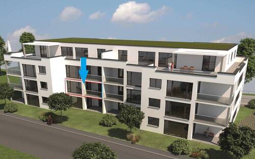 Lage Wohnung im Haus - 4 Zimmer Neubauwohnung mit Balkon