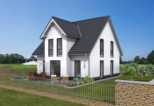 Gartenansicht - Grundstückserwerb und Neubau 5-Zimmer-Massivhaus