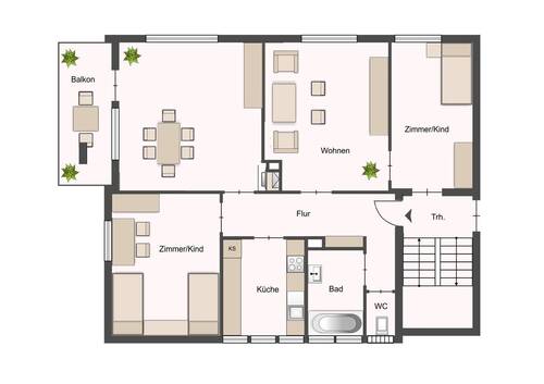 Wohnung Nr. 3 1.OG links - Haus 92 - 