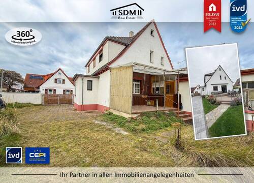 01_Aussenansicht.jpg - ENTFALTUNGSPOTENTIAL: Sanierungsbedürftiges Einfamilienhaus in Linkenheim