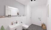 Ein modern gefliestes Badezimmer mit bodengleicher - Etagenwohnung mit 62,90 m² in Hasloh zum Kaufen