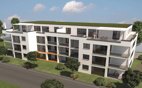Lage im Haus - 4 Zimmer Neubauwohnung mit Terrasse und Gartenanteil